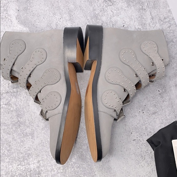 Givenchy Gray Elegant Studded Suede Ankle Boots 37 - Picture 11 of 14